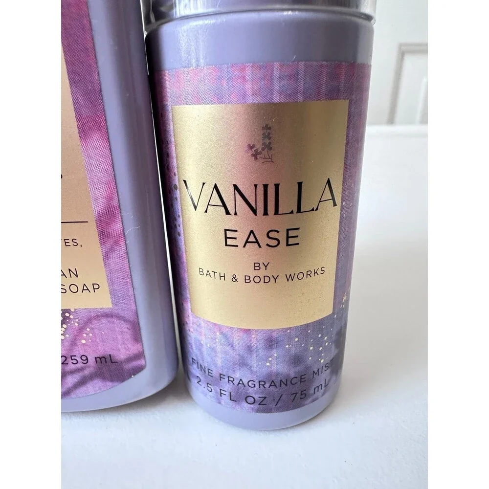 Bath and Body Works Vanilla Ease Foaming Soap and Travel Size Fragrance Mist